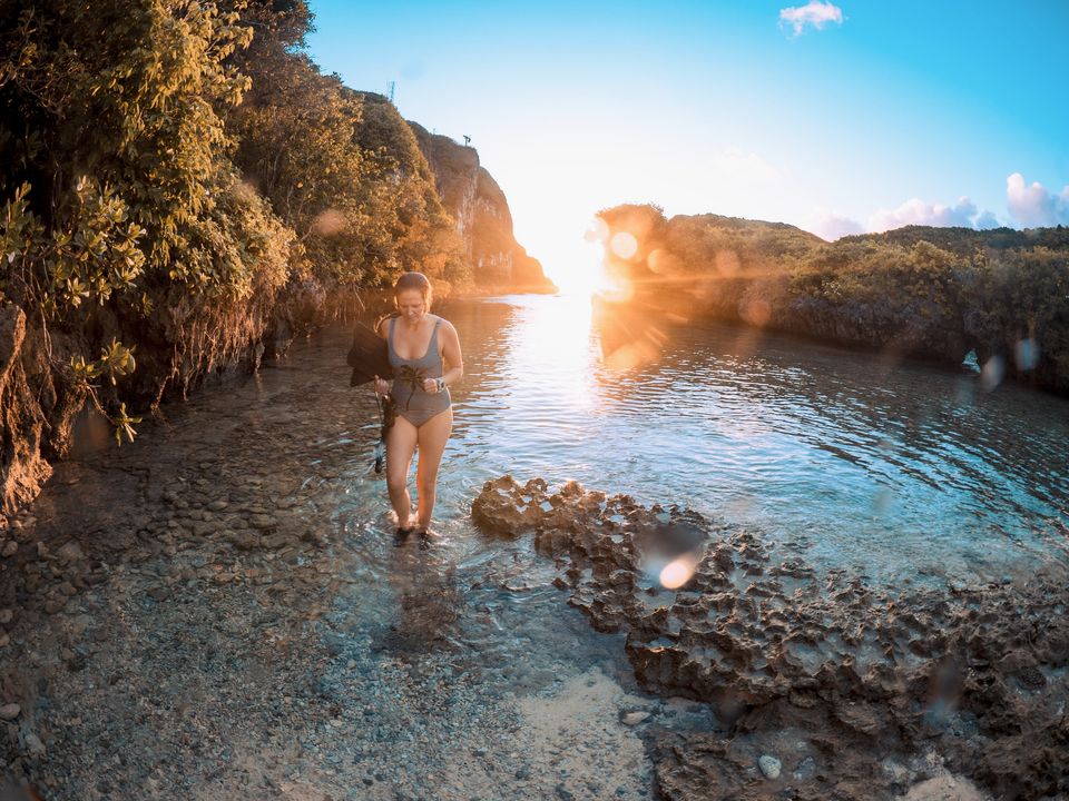 Tide pool at sunset, Guam